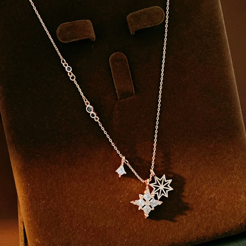 Rose Gold Eight-pointed Star Pendant Necklace for Women Delicate Cubic Zirconia Double Star Choker Jewelry Gift
Rose Gold Eight-pointed Star Pendant Necklace for Women Delicate Cubic Zirconia Double Star Choker Jewelry Gift