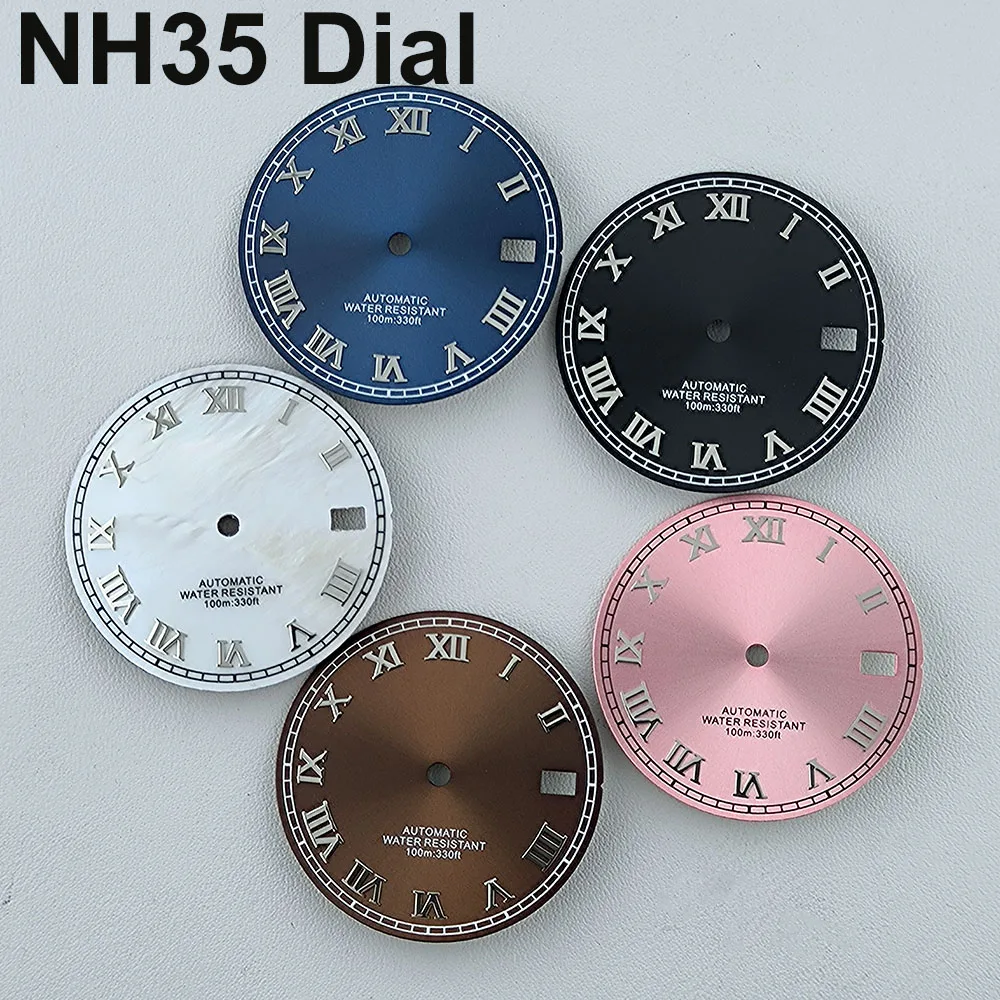 NH35 Dial Roma Watch Dial Custom logo Metal Numbers dial No Luminous dial Fit NH35 NH36 movement watch accessories
NH35 Dial Roma Watch Dial Custom logo Metal Numbers dial No Luminous dial Fit NH35 NH36 movement watch accessories