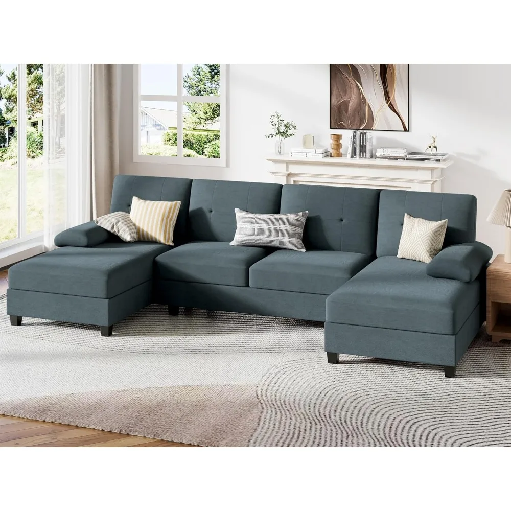 JY QAQA Sectional Couche with Soft Cushion, U-Shaped Sofa with Double Chaise, 4-Seat Linen Fabric Sofa Sets for Living Room, Apa
JY QAQA Sectional Couche with Soft Cushion, U-Shaped Sofa with Double Chaise, 4-Seat Linen Fabric Sofa Sets for Living Room, Apa