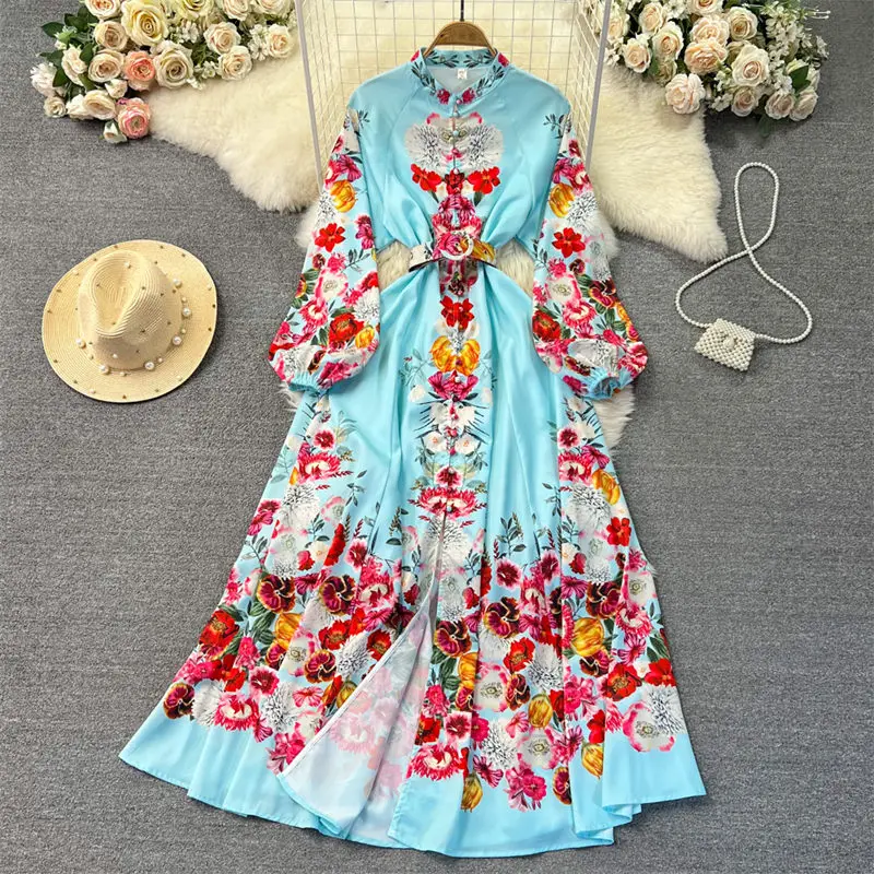 Premium Light Luxury Lantern Long Sleeve Stand Neck Single Breasted Print A-Line Dress Elegant Womne Spring Long Maxi Robe Z830
Premium Light Luxury Lantern Long Sleeve Stand Neck Single Breasted Print A-Line Dress Elegant Womne Spring Long Maxi Robe Z830