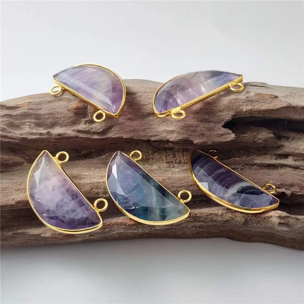 FUWO Natural Rainbow Fluorite Pendant Handmade Crafts Half Moon Shape Striped Crystal Necklace Accessories PD441 5Pcs/Lot
FUWO Natural Rainbow Fluorite Pendant Handmade Crafts Half Moon Shape Striped Crystal Necklace Accessories PD441 5Pcs/Lot