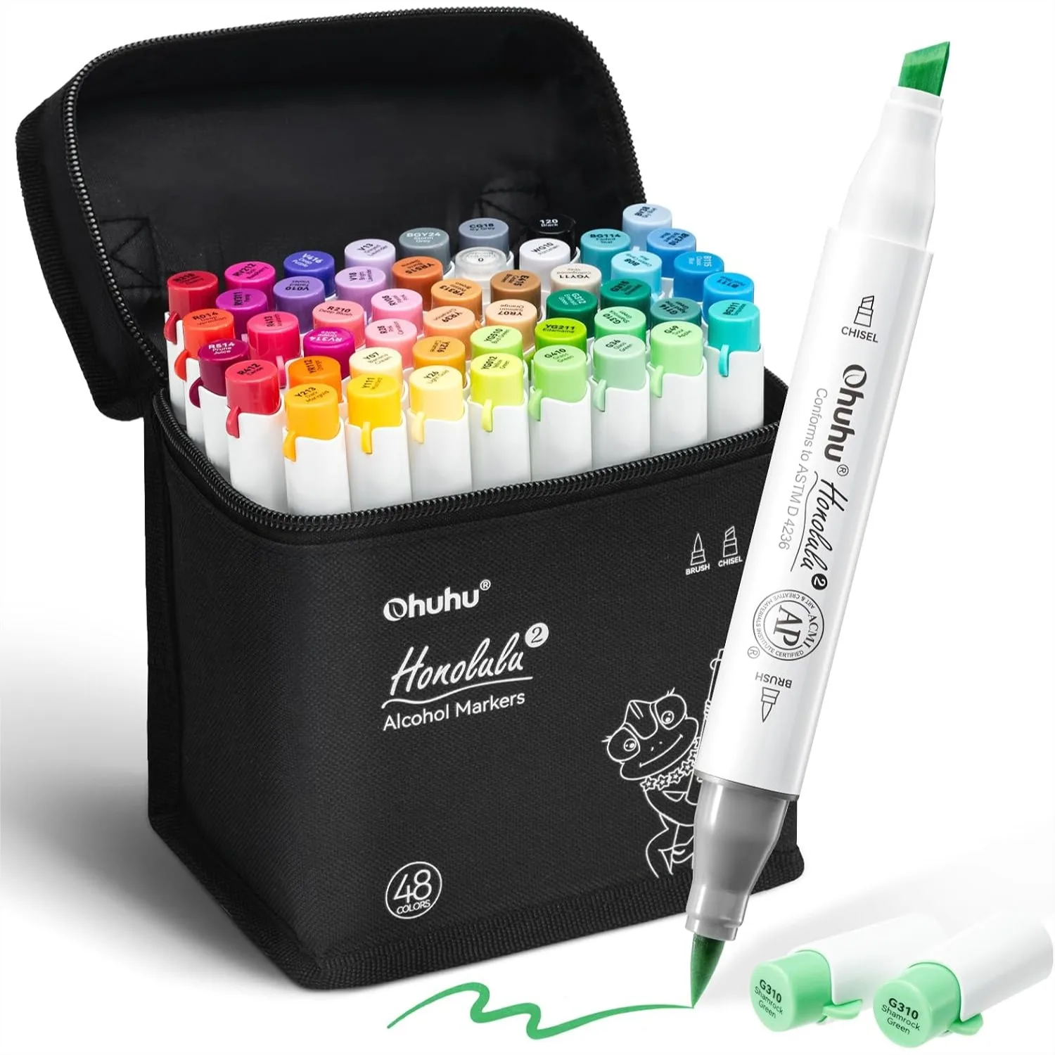 48-Color Alcohol Markers with Brush and Chisel Tips for Adult Coloring and Illustrations with Refillable Ink and Blending
48-Color Alcohol Markers with Brush and Chisel Tips for Adult Coloring and Illustrations with Refillable Ink and Blending