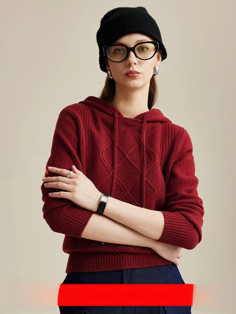 Zhaojun 2026 Spring New Red Pure Wool Knitted Sweater Women's Hooded Thiened Woolen Knitwear Casual Straight Fit Long Sve
Zhaojun 2026 Spring New Red Pure Wool Knitted Sweater Women's Hooded Thiened Woolen Knitwear Casual Straight Fit Long Sve
