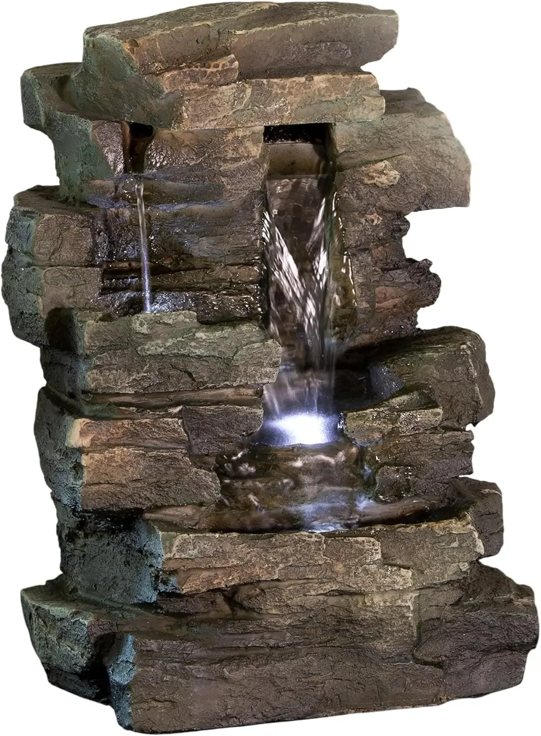 4-Tier Cascading Tabletop Water Fountain with LED Lights, 13" Tall, Gray Stone Look, Indoor/Outdoor
4-Tier Cascading Tabletop Water Fountain with LED Lights, 13" Tall, Gray Stone Look, Indoor/Outdoor