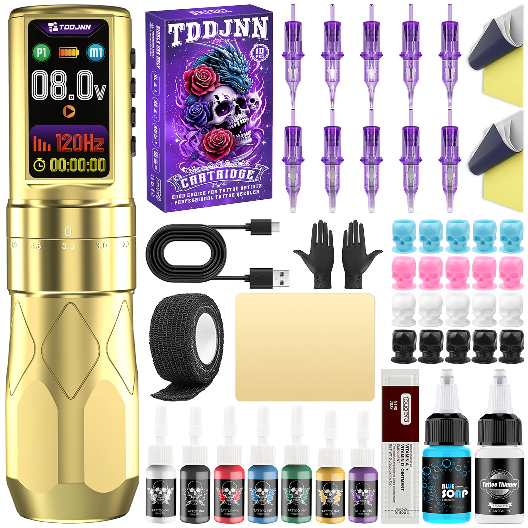 TDDJNN Wireless Tattoo Kit 1.47in OLED, 2400mAh, multiple functions, a complete set of tools, for pro tattoo artists & studios
TDDJNN Wireless Tattoo Kit 1.47in OLED, 2400mAh, multiple functions, a complete set of tools, for pro tattoo artists & studios