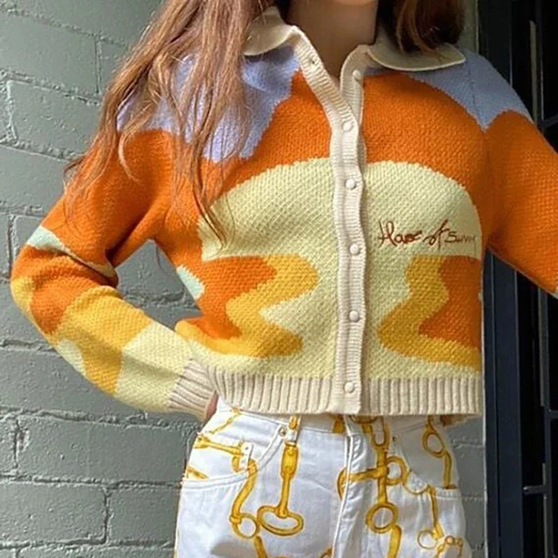 Women Autumn Vintage French Style Sunshine Printing Short Strick Pullover Chic Dame Fashion Series
Women Autumn Vintage French Style Sunshine Printing Short Strick Pullover Chic Dame Fashion Series