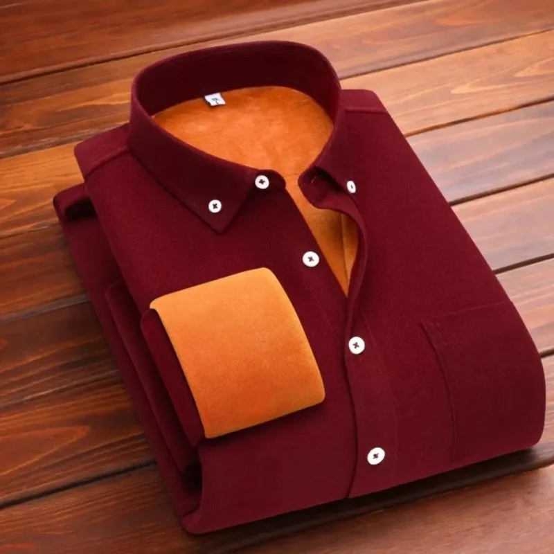 Autumn and Winter Flocked Men's Solid Color Shirt Button Lapel Cardigan Fashionable Casual Top
Autumn and Winter Flocked Men's Solid Color Shirt Button Lapel Cardigan Fashionable Casual Top