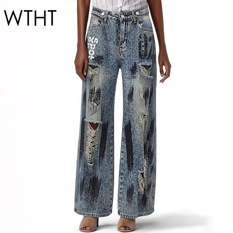 WTHT Trendy Women Doodle Irregular Hole Gradient Straight Jeans Summer 2026 New Loose Washed Wide Leg Denim Pants Female 1LS3060
WTHT Trendy Women Doodle Irregular Hole Gradient Straight Jeans Summer 2026 New Loose Washed Wide Leg Denim Pants Female 1LS3060