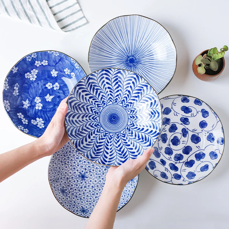 Japanese Style Ceramic Dinner Plate Blue And White Porcelain Soup Bowl Home Use Stir-Fry Dumpling Dish Instant Noodles Bowl
Japanese Style Ceramic Dinner Plate Blue And White Porcelain Soup Bowl Home Use Stir-Fry Dumpling Dish Instant Noodles Bowl