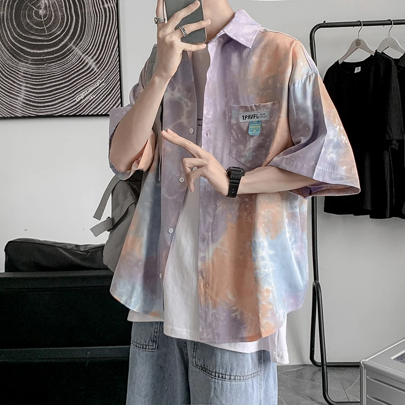 Men's Gradient Dye Shirt Short Sleeve Summer Thin Loose Tie Dye Design Casual Large Size Handsome Shirt Jacket
Men's Gradient Dye Shirt Short Sleeve Summer Thin Loose Tie Dye Design Casual Large Size Handsome Shirt Jacket