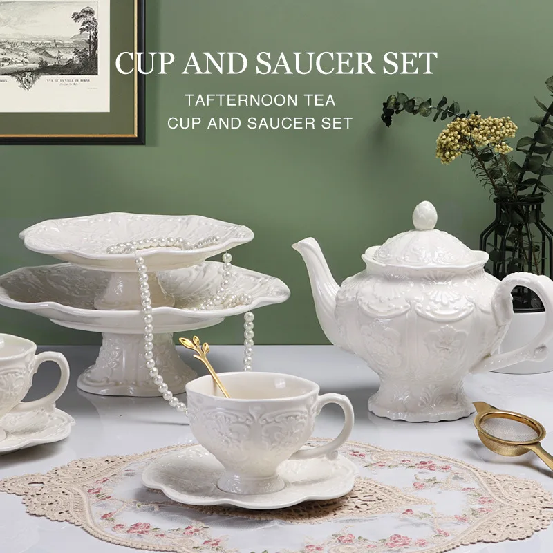 Vintage Relief Ceramic Coffee Cup Household Court Style Tableware French Afternoon Tea Set
Vintage Relief Ceramic Coffee Cup Household Court Style Tableware French Afternoon Tea Set