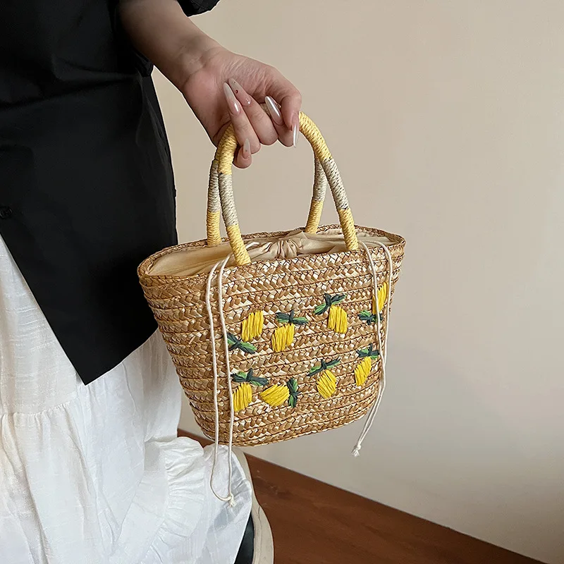 Lemon Embroidery Straw Woven Tote Bag For Women Spring Summer French Casual Fashion Vacation Style Large Capacity Handbags
Lemon Embroidery Straw Woven Tote Bag For Women Spring Summer French Casual Fashion Vacation Style Large Capacity Handbags