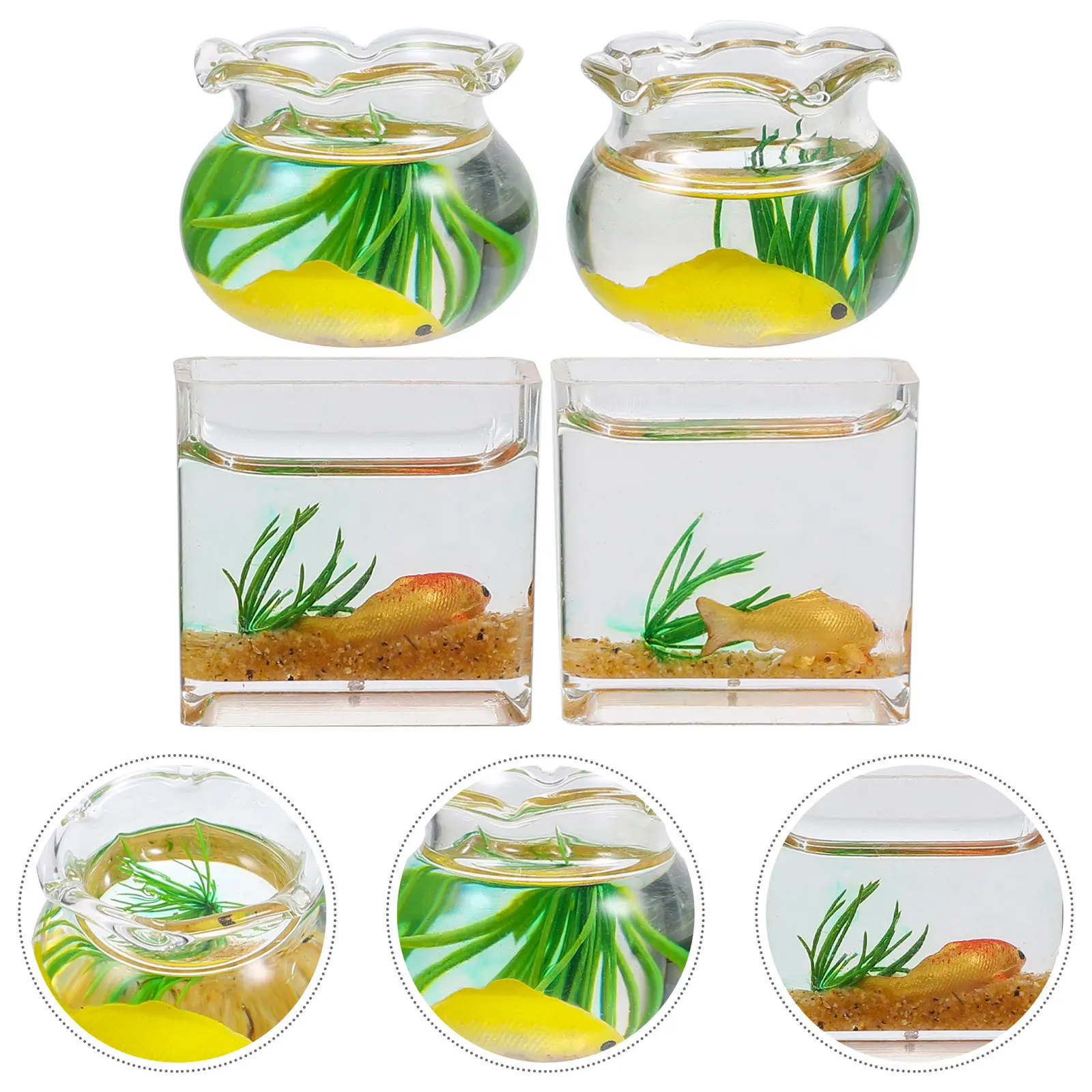 4Pcs Koi Fish Bowl Realistic Mini Fish Tank for 1:12 Micro House Decorative Landscape Accessories for Desk and Dining Table
4Pcs Koi Fish Bowl Realistic Mini Fish Tank for 1:12 Micro House Decorative Landscape Accessories for Desk and Dining Table