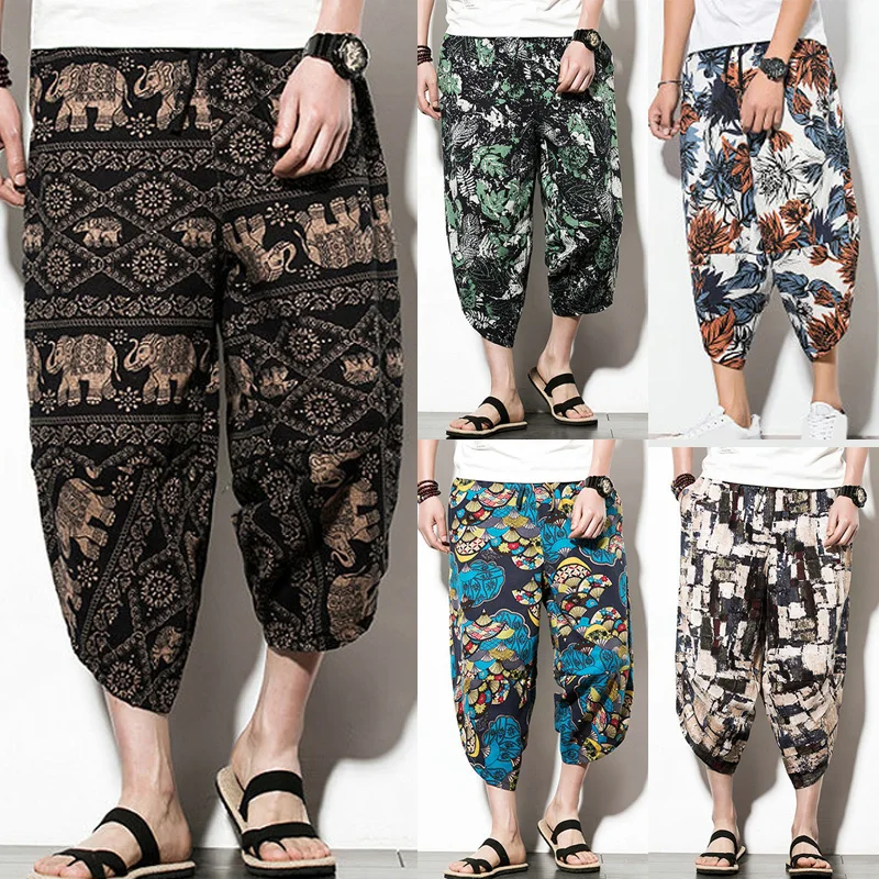 Men Trousers Fashion Ethnic Style Retro Print Harem Trousers Summer Wide Leg Cotton Linen Beach Pants Male Drawstring Yoga Pant
Men Trousers Fashion Ethnic Style Retro Print Harem Trousers Summer Wide Leg Cotton Linen Beach Pants Male Drawstring Yoga Pant