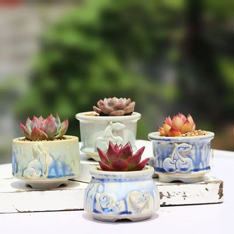 Breathable Ceramic Succulent Flowerpot Creative Hand-painted Relief Rabbit Plant Flowerpot Kiln Transformed Desktop Decoration
Breathable Ceramic Succulent Flowerpot Creative Hand-painted Relief Rabbit Plant Flowerpot Kiln Transformed Desktop Decoration
