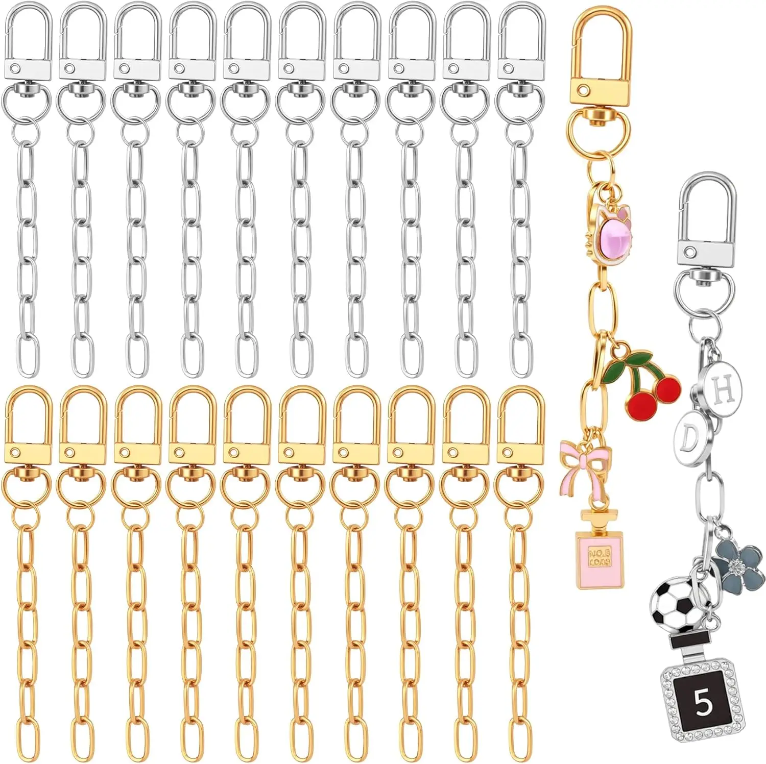 20 Piece Keychain Making Kit Gold Silver Rings Hooks Chains DIY Craft Bag Jewelry
20 Piece Keychain Making Kit Gold Silver Rings Hooks Chains DIY Craft Bag Jewelry