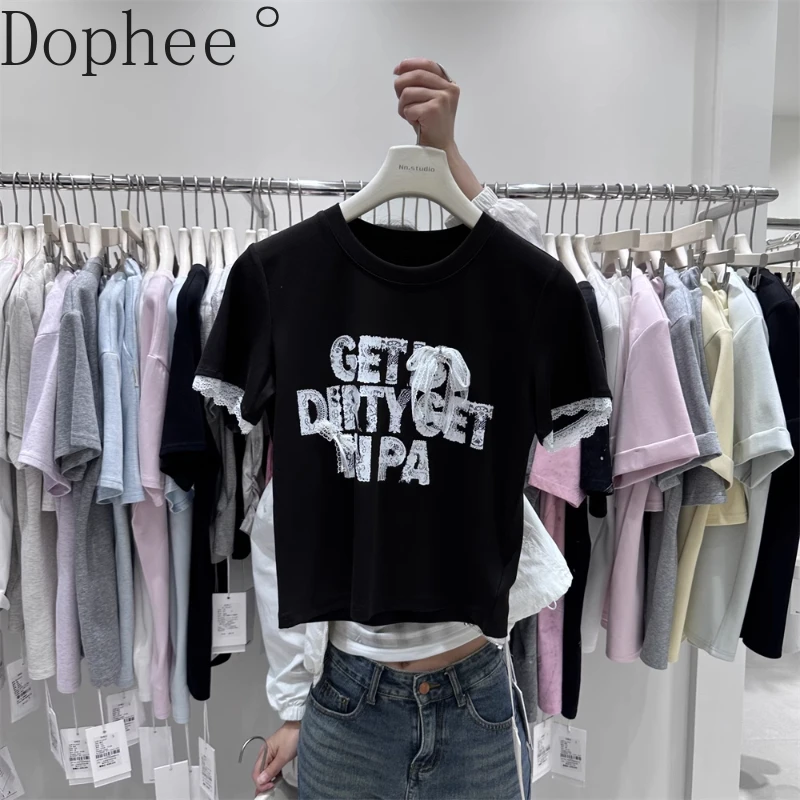 Spice Girls Faux Two-piece Lace Short Sleeve T-shirt 2025 New Summer Slimming Bottoming Tees Letters Casual Women Cotton Tops
Spice Girls Faux Two-piece Lace Short Sleeve T-shirt 2025 New Summer Slimming Bottoming Tees Letters Casual Women Cotton Tops