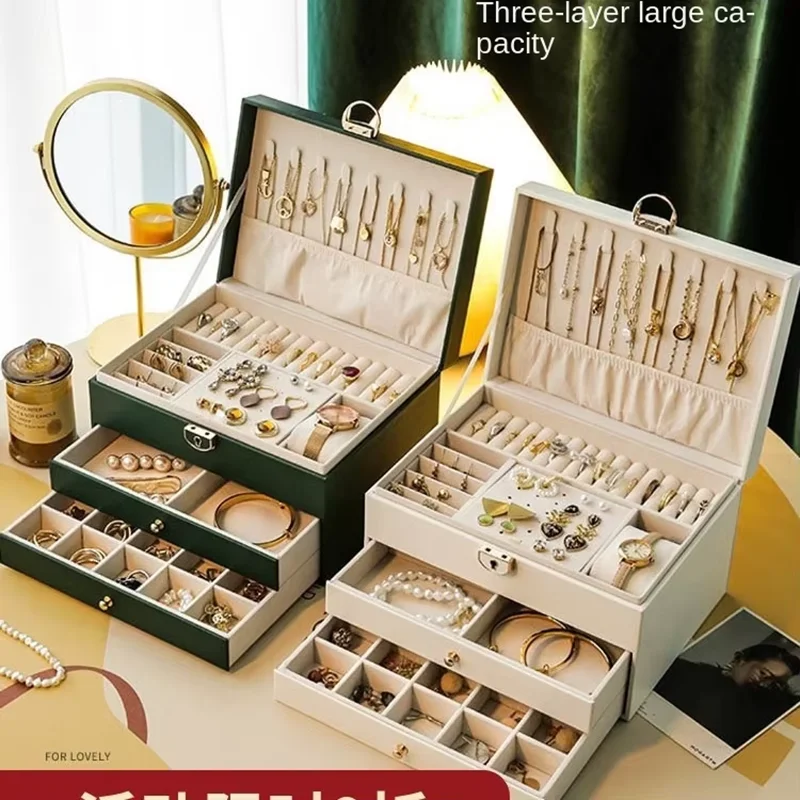 High-Grade Exquisite Jewelry Storage Box Large Capacity Multi-layer Dressing Table with Necklace Earrings Rack Square Shape
High-Grade Exquisite Jewelry Storage Box Large Capacity Multi-layer Dressing Table with Necklace Earrings Rack Square Shape