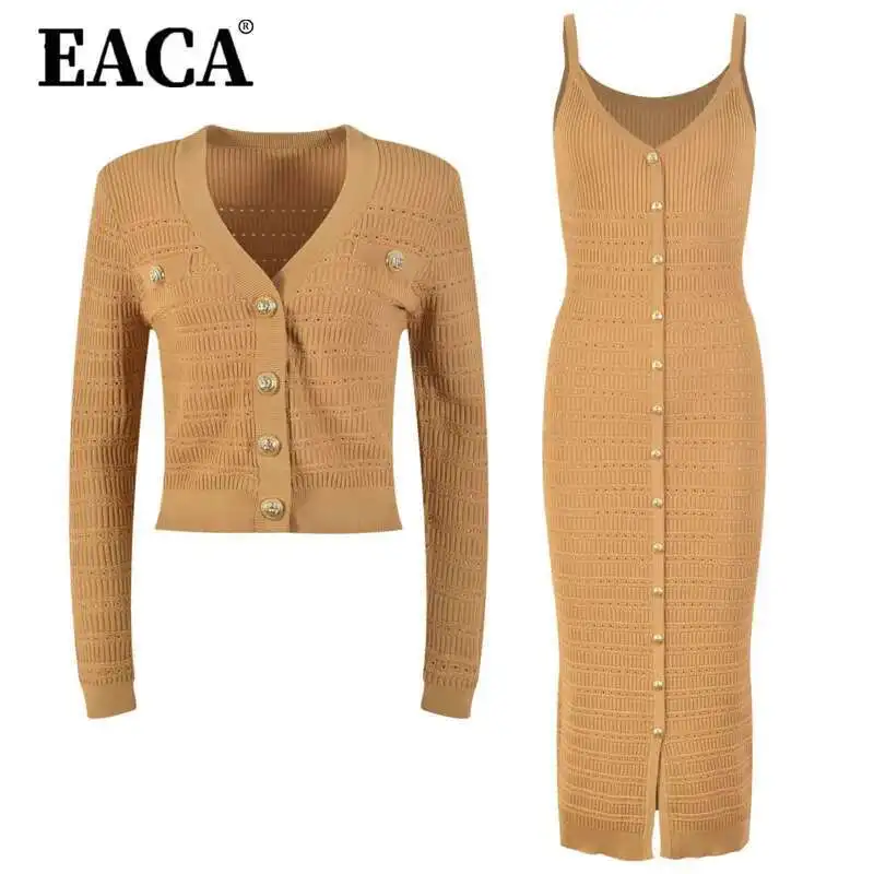 EACA Simple Solid Color French Temperament Casual Knitting 2025 Spring/summer New Cardigan Slim Fit Camisole Skirt Two-piece Set
EACA Simple Solid Color French Temperament Casual Knitting 2025 Spring/summer New Cardigan Slim Fit Camisole Skirt Two-piece Set