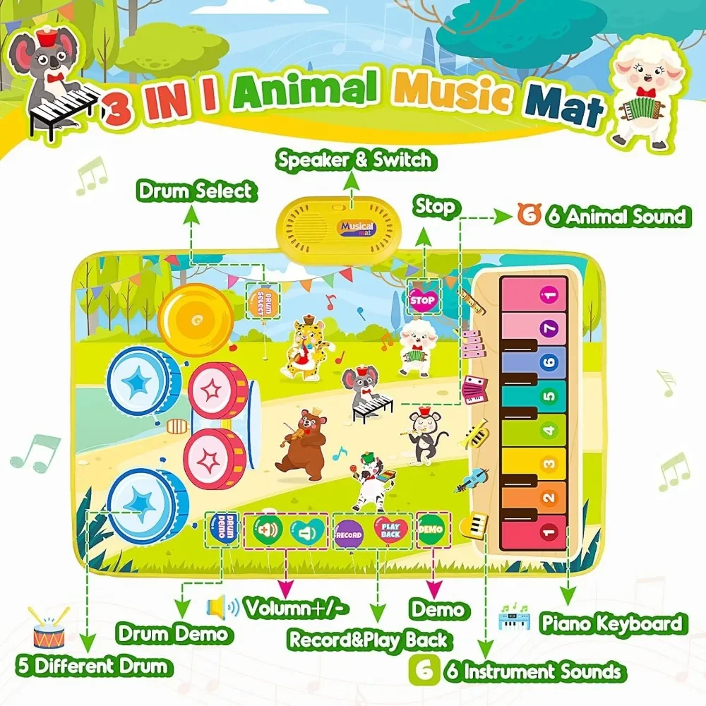 Education Dance Mat Toy for Kids ,3 in 1 Animal Musical Mat Toys,Music Playmats with 2 Sticks for Girls Piano Drum Birthday Gift
Education Dance Mat Toy for Kids ,3 in 1 Animal Musical Mat Toys,Music Playmats with 2 Sticks for Girls Piano Drum Birthday Gift