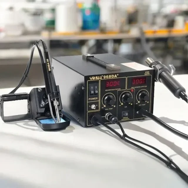 Electronic Cell Phone 3 In1 Soldering Hot Air Repair Rework Station YIHUA 968DA+ With Digital SMD Soldering Iron 110V/220V
Electronic Cell Phone 3 In1 Soldering Hot Air Repair Rework Station YIHUA 968DA+ With Digital SMD Soldering Iron 110V/220V