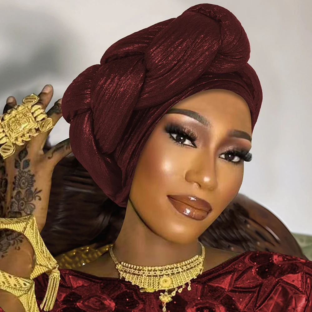 Glitter Braids African Autogele Headtie Women Turban Cap Female Head Wraps Nigeria Wedding Party Headscarf Muslim Hijab Bonnet
Glitter Braids African Autogele Headtie Women Turban Cap Female Head Wraps Nigeria Wedding Party Headscarf Muslim Hijab Bonnet