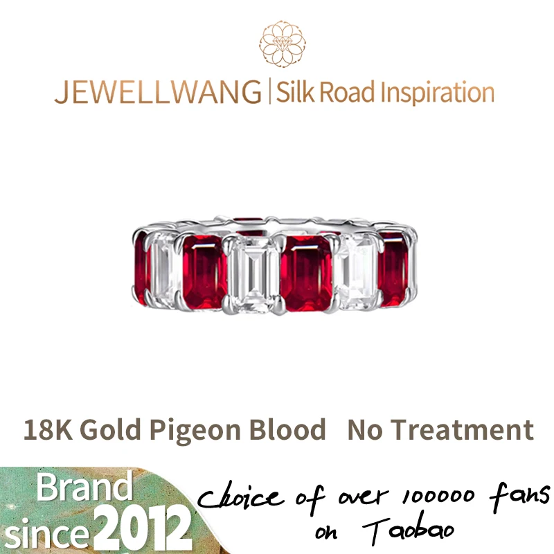 JEWELLWANG 18K White Gold Lab-Grown Ruby Diamond Emerald Cut Luxury Synthetic Ring, AU750 Hypoallergenic Jewelry Gift for Women
JEWELLWANG 18K White Gold Lab-Grown Ruby Diamond Emerald Cut Luxury Synthetic Ring, AU750 Hypoallergenic Jewelry Gift for Women