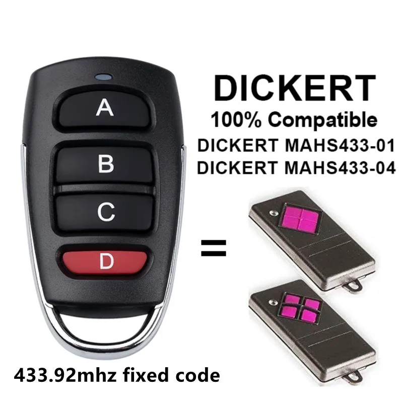 New DICKERT MAHS433-01 Garage Door Remote Control Copier DICKERT MAHS433-04 Garage Door Command Door Opener 433.92MHz Fixed Code
New DICKERT MAHS433-01 Garage Door Remote Control Copier DICKERT MAHS433-04 Garage Door Command Door Opener 433.92MHz Fixed Code