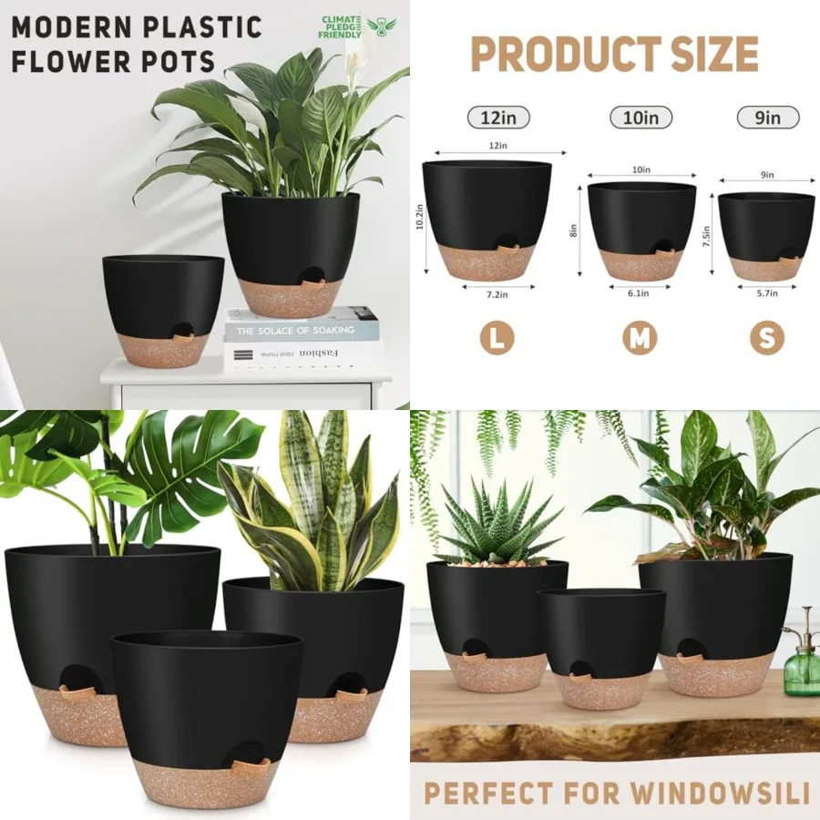 10" 9" Large Self Waterg Plant Pots, 3 Pack Flower Pots Planters with Multi Mesh Drainage Holes for Indoor Outdoor Garden Plant
10" 9" Large Self Waterg Plant Pots, 3 Pack Flower Pots Planters with Multi Mesh Drainage Holes for Indoor Outdoor Garden Plant