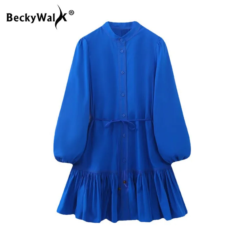 Elegant Blue Lantern Sleeve Dress Women O-Neck Single Breasted Office Lady Dresses with Belt Summer Fashion Streetwear WF346
Elegant Blue Lantern Sleeve Dress Women O-Neck Single Breasted Office Lady Dresses with Belt Summer Fashion Streetwear WF346