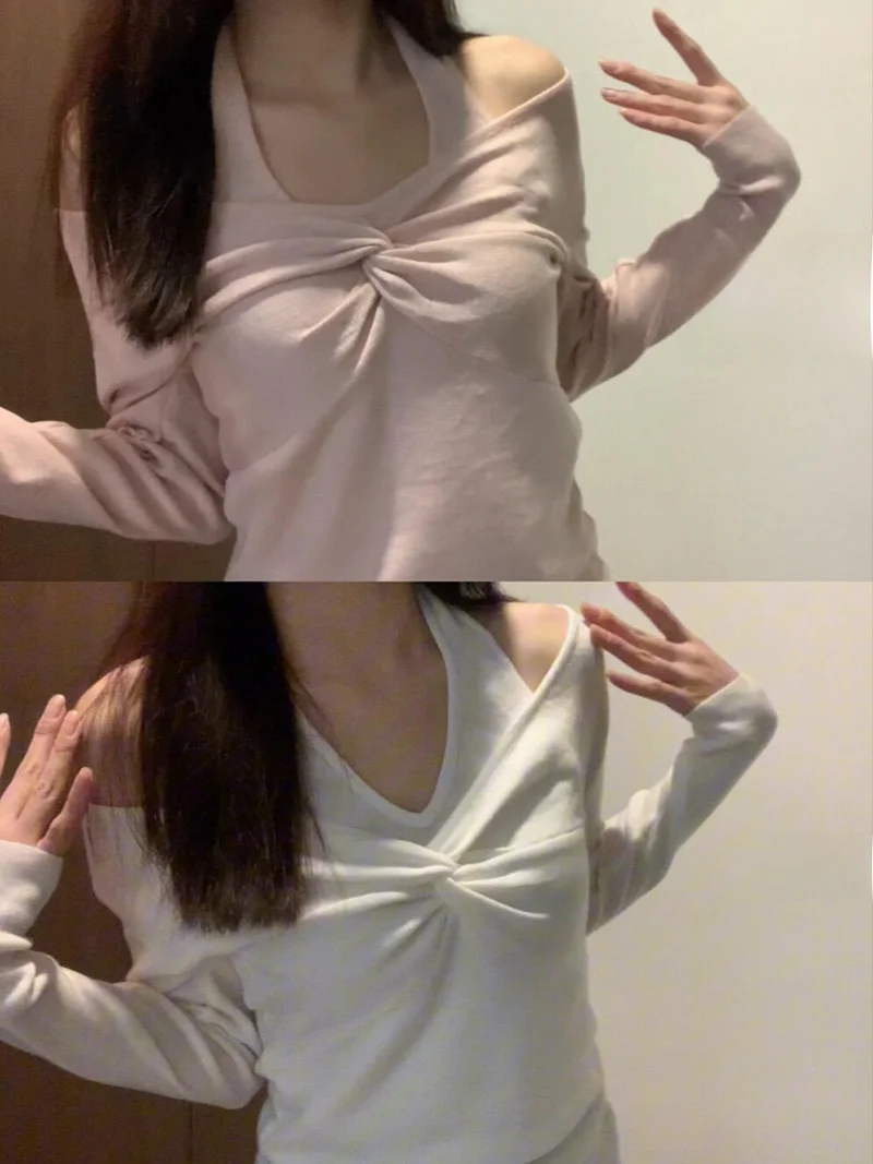 Корейский дизайн, вязаный топ с длинными рукавами и узлом на шее, женский базовый топ, сексуальный, из мягкой ткани, удобный крой
Корейский дизайн, вязаный топ с длинными рукавами и узлом на шее, женский базовый топ, сексуальный, из мягкой ткани, удобный крой