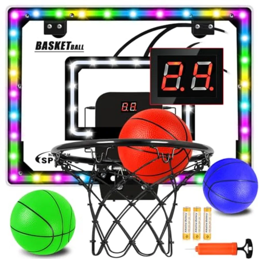 Mini Basketball Hoop Indoor with Scorer and Batteries Indoor Basketball Hoop Over The Door with Colorful LED Lighting Toy Baske
Mini Basketball Hoop Indoor with Scorer and Batteries Indoor Basketball Hoop Over The Door with Colorful LED Lighting Toy Baske