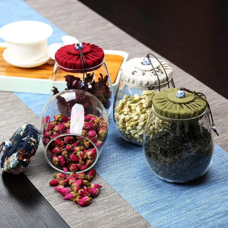 Elegant Cotton Print Cloth Lid Tea Canister High Quality 450ML Airtight Glass Jar Isolated Air Can be Stored for Long Time
Elegant Cotton Print Cloth Lid Tea Canister High Quality 450ML Airtight Glass Jar Isolated Air Can be Stored for Long Time