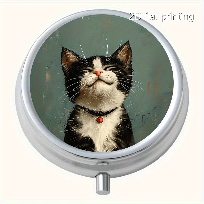 1pc Happy Cat Pattern Printed Round Pill Box, 3-Compartment Metal Case, Mini Portable Pill Organizer, Suitable for Travel, Outdoor Sports, Pocket or Purse, Portable Tablet Case, Multi-Functional Metal Box for Decorations, Jewelry, Earrings
1pc Happy Cat Pattern Printed Round Pill Box, 3-Compartment Metal Case, Mini Portable Pill Organizer, Suitable for Travel, Outdoor Sports, Pocket or Purse, Portable Tablet Case, Multi-Functional Metal Box for Decorations, Jewelry, Earrings
