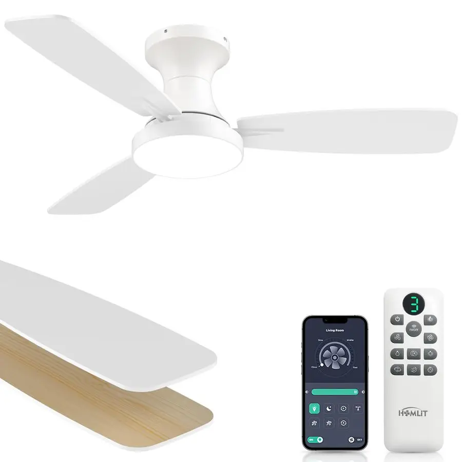 inch Smart Ceiling Fan with Light, Low Profile Flush Mount with Remote Control, UltraQuiet Reversible DC Motor, 3 Color Temperat
inch Smart Ceiling Fan with Light, Low Profile Flush Mount with Remote Control, UltraQuiet Reversible DC Motor, 3 Color Temperat