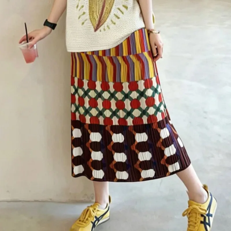 Miyake Pleated Skirt Geometric Color-Block Pleated Jupe Women 2026 Summer New Mid-Length Retro Colorful Skirt Women Clothing
Miyake Pleated Skirt Geometric Color-Block Pleated Jupe Women 2026 Summer New Mid-Length Retro Colorful Skirt Women Clothing