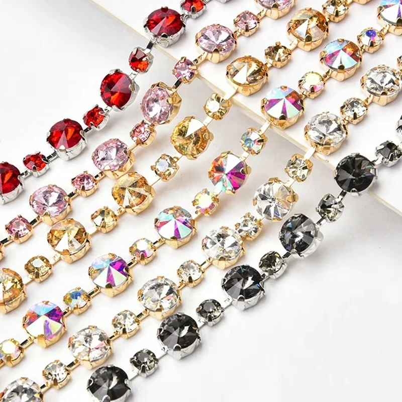 High-Quality 1 Yard Round Crystal Rhinestone Closed Chain Trim Sewn Cup Chain Ribbon Silver Base For Shoes Bags Dresses
High-Quality 1 Yard Round Crystal Rhinestone Closed Chain Trim Sewn Cup Chain Ribbon Silver Base For Shoes Bags Dresses