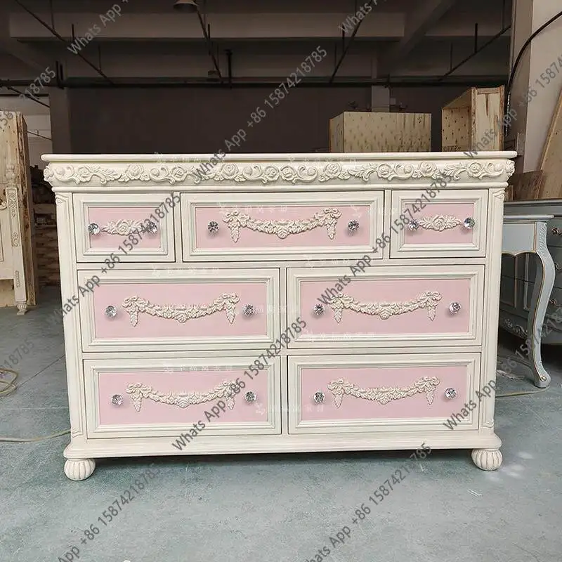 French solid wood carving flower retro seven chest cabinet European storage American pink dressing decorative cabinet
French solid wood carving flower retro seven chest cabinet European storage American pink dressing decorative cabinet