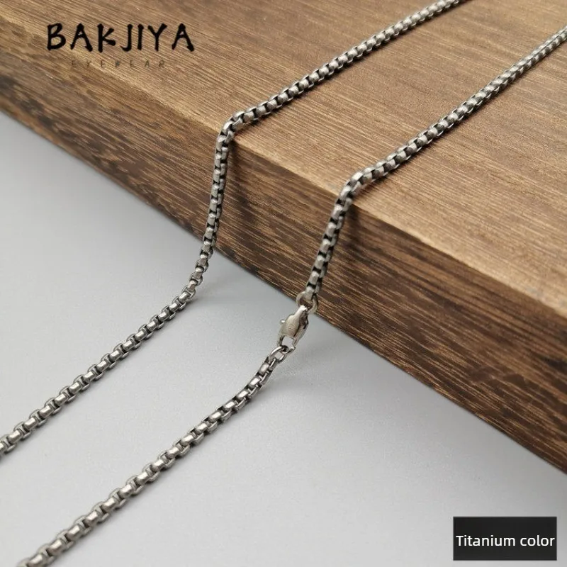 New Fashion Pure Titanium Rollo Box Necklace Anti Allergy Unisex Couple Trendy Burning Blue Titanium Square Bead Neck Chain 3mm
New Fashion Pure Titanium Rollo Box Necklace Anti Allergy Unisex Couple Trendy Burning Blue Titanium Square Bead Neck Chain 3mm