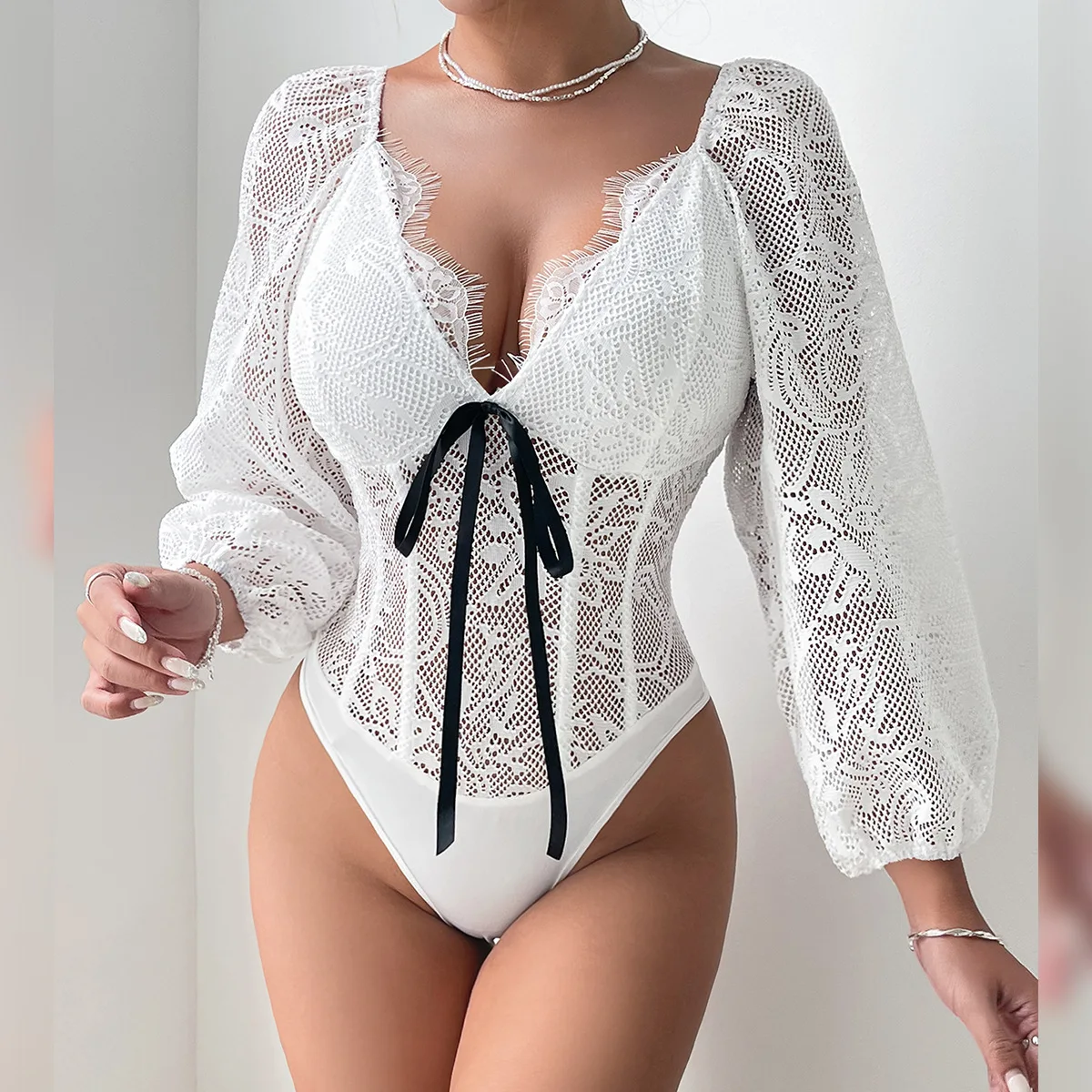 Elegant Bodysuits Fall Outfits Women 2024 Fashion Lace Mesh Bubble Long Sleeve One Piece Jumpsuit Sexy Slim Shapewear Bodyshaper
Elegant Bodysuits Fall Outfits Women 2024 Fashion Lace Mesh Bubble Long Sleeve One Piece Jumpsuit Sexy Slim Shapewear Bodyshaper