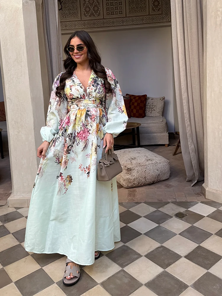 Vintage Printed V-Neck Dress Lantern Sleeve Loose Waist Cinched Slimming Elegant A-Line Dresses Party Gown Robes Women's Clothes
Vintage Printed V-Neck Dress Lantern Sleeve Loose Waist Cinched Slimming Elegant A-Line Dresses Party Gown Robes Women's Clothes