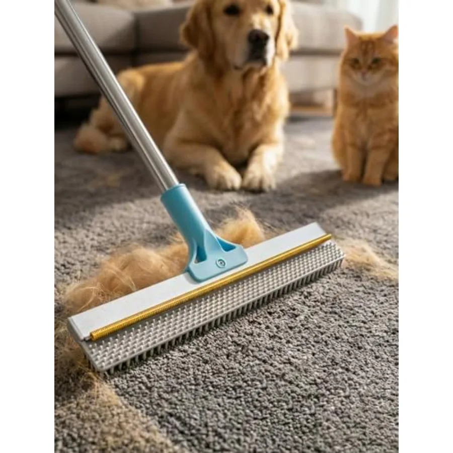 Carpet Rake for Pet Hair Removal: Carpet Scraper Broom with 54" Adjustable Long Handle, Dual-Sided, Metal + Short Silicone for
Carpet Rake for Pet Hair Removal: Carpet Scraper Broom with 54" Adjustable Long Handle, Dual-Sided, Metal + Short Silicone for