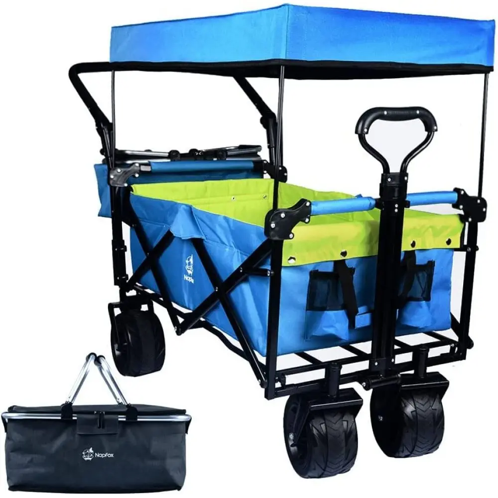 140L Collapsible Wagon: Removable Canopy, All-Terrain Wheels, Brake & Cooler Bag for Camping Beach Shopping
140L Collapsible Wagon: Removable Canopy, All-Terrain Wheels, Brake & Cooler Bag for Camping Beach Shopping
