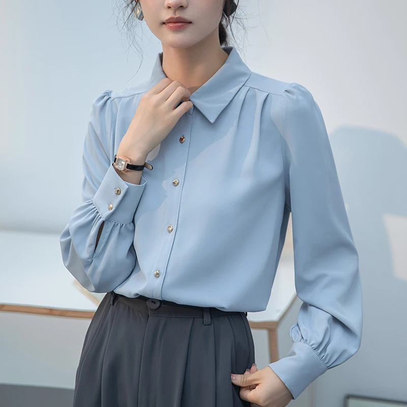 Korean Style Pure Color Long Sleeve Women's Shirt Autumn New Style Versatile Slimming Chiffon Top Collar Button down
Korean Style Pure Color Long Sleeve Women's Shirt Autumn New Style Versatile Slimming Chiffon Top Collar Button down