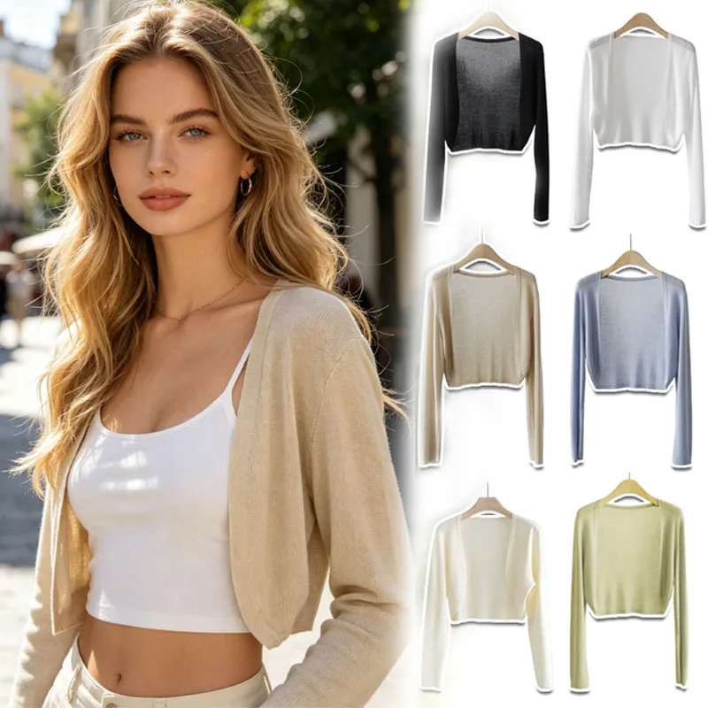 Short Ice Silk Cardigan for Women, Summer Thin Shrug, Sun Protection Knitted Wrap, Air Conditioner Lightweight Cover Up
Short Ice Silk Cardigan for Women, Summer Thin Shrug, Sun Protection Knitted Wrap, Air Conditioner Lightweight Cover Up