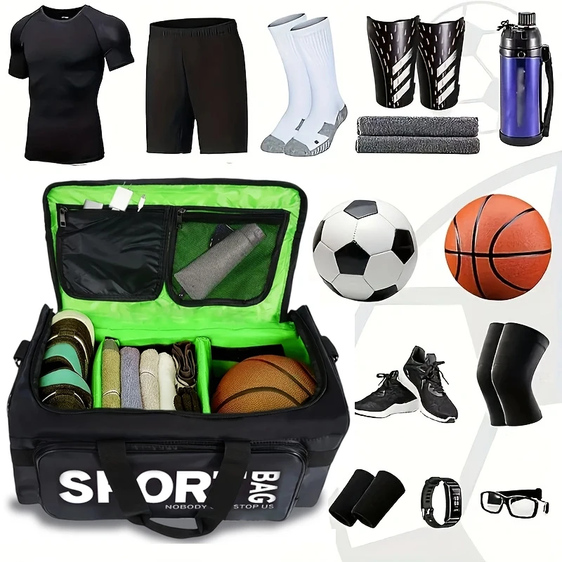A large-capacity travel duffel bag, a sports and fitness bag made of polyester, can be used to store basketball shoes.
A large-capacity travel duffel bag, a sports and fitness bag made of polyester, can be used to store basketball shoes.
