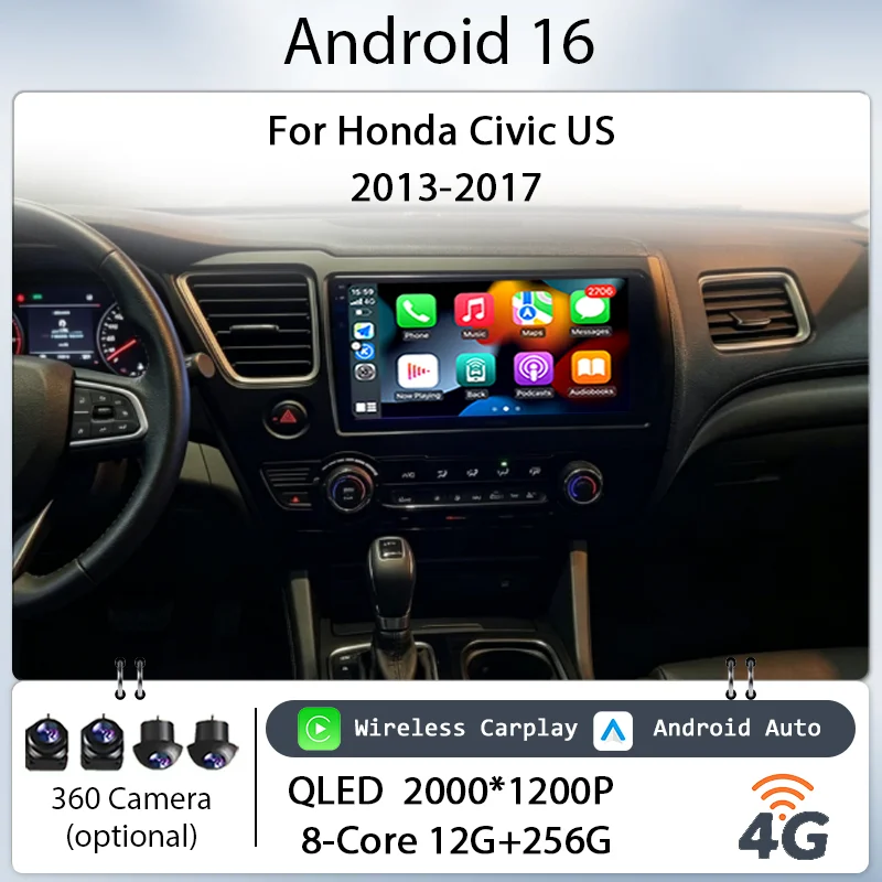 Audio Unit 9" Android 16 for Honda Civic US 2013‑2017 Car Stereo IPS HD Touch Screen Wireless CarPlay GPS Navi BT 4G DSP Player
Audio Unit 9" Android 16 for Honda Civic US 2013‑2017 Car Stereo IPS HD Touch Screen Wireless CarPlay GPS Navi BT 4G DSP Player