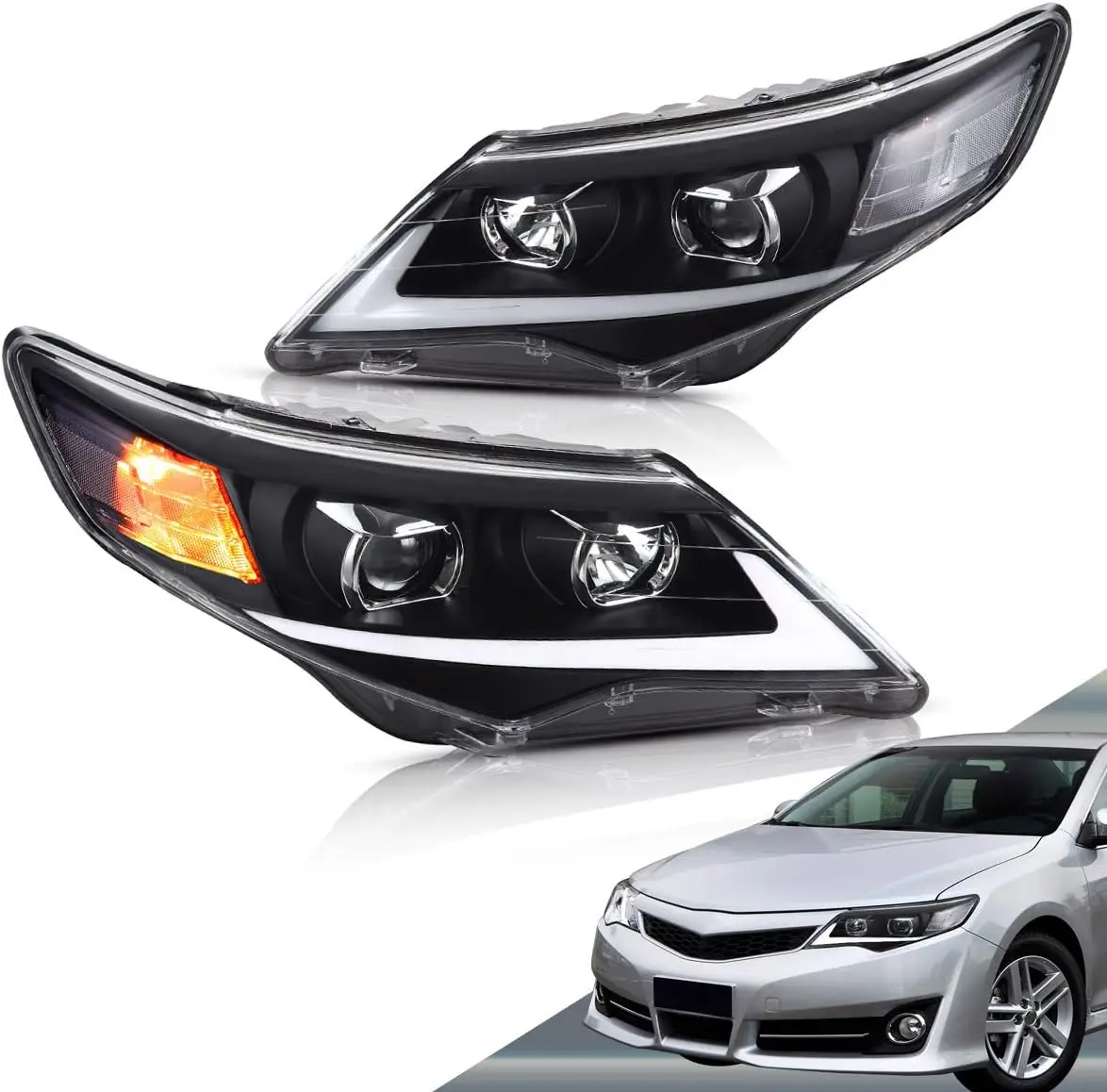 LED Projector Headlights Compatible with Toyota Camry 2012-2014 US-Specs Version, High Beam Come with H7 Halogen, Low Beam
LED Projector Headlights Compatible with Toyota Camry 2012-2014 US-Specs Version, High Beam Come with H7 Halogen, Low Beam