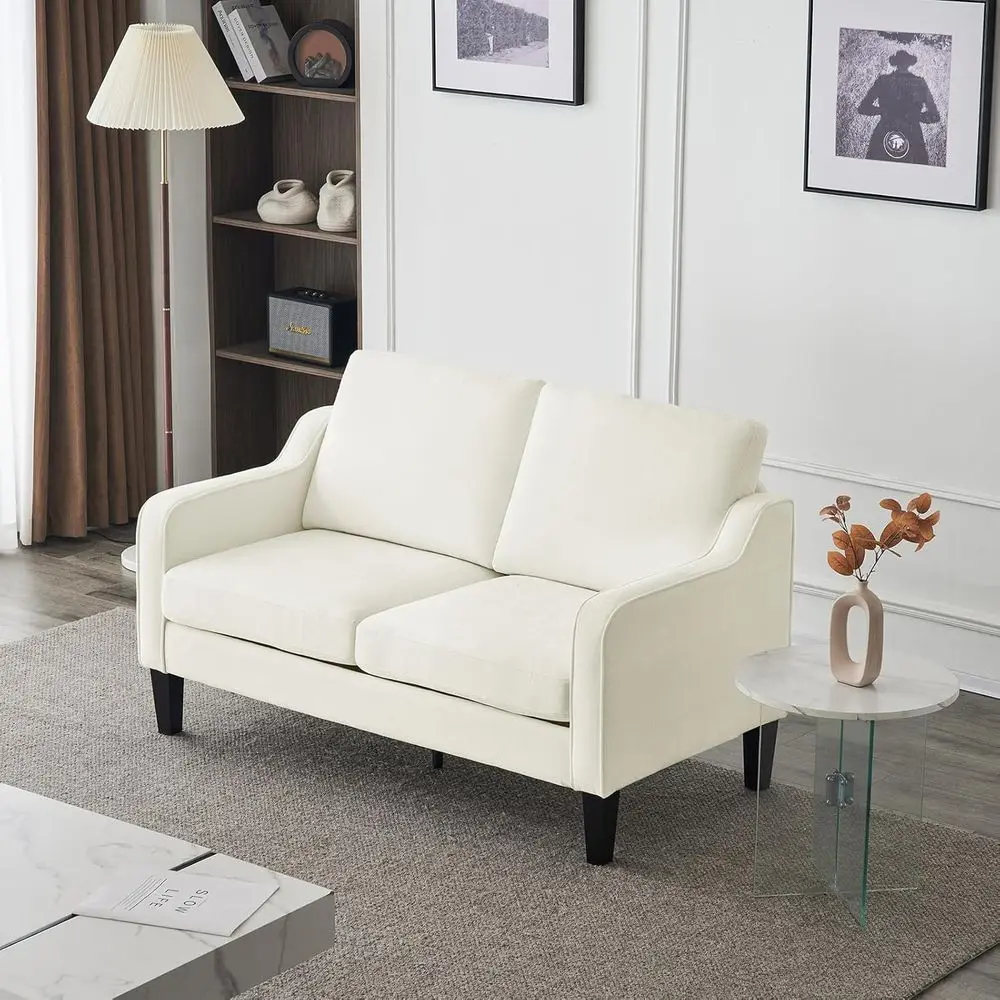 2-Seater Creamy White Loveseat Sofa, 53 Wide for Small Spaces, Living Room, Dorm, Bedroom
2-Seater Creamy White Loveseat Sofa, 53 Wide for Small Spaces, Living Room, Dorm, Bedroom