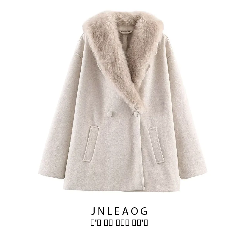JNLEAOG Faionable ort шерстяное пальто для женщин с меховым воротником, осеннее новое Sle Street Sle, длинное волокно из полиэстера
JNLEAOG Faionable ort шерстяное пальто для женщин с меховым воротником, осеннее новое Sle Street Sle, длинное волокно из полиэстера